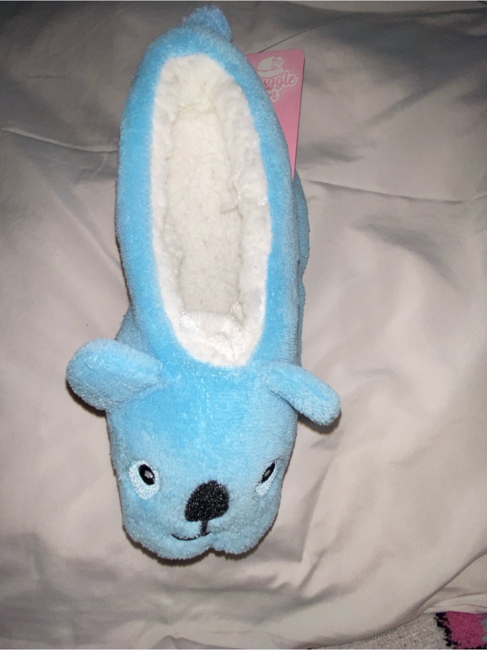 1-Plush Light Blue doggie Women's Slip-On Slippers